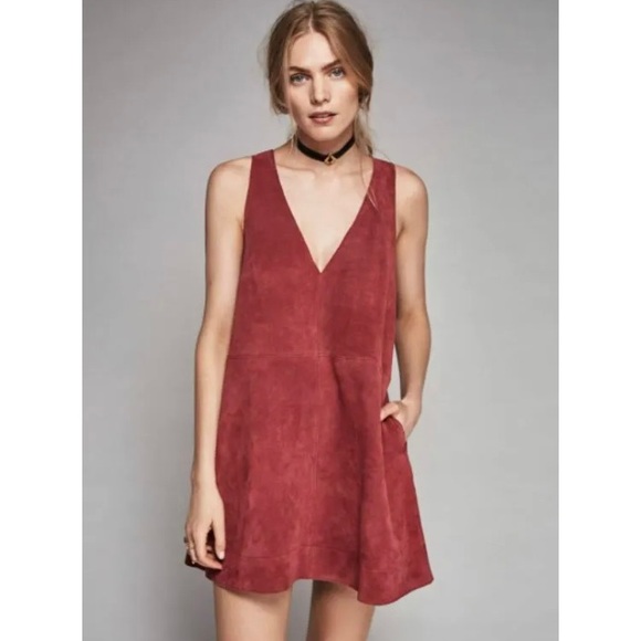 Free People Dresses & Skirts - Free People Suede Retro Love Dress in Rose Mauve with Pockets   Size SMALL